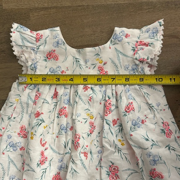Janie and Jack Floral Ruffle Sleeve Dress Size 12-18M - Picture 6 of 7